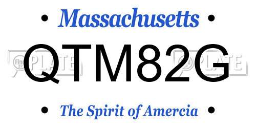 QTM82G Massachusetts License Plate