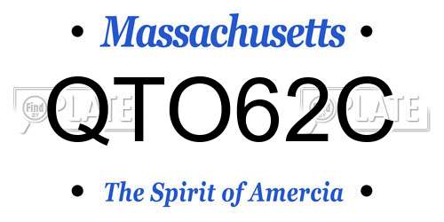 QTO62C Massachusetts License Plate