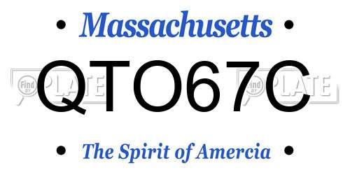 QTO67C Massachusetts License Plate