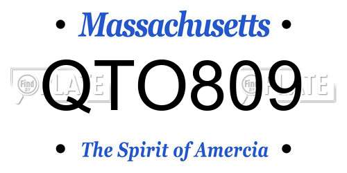 QTO809 Massachusetts License Plate