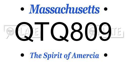 QTQ809 Massachusetts License Plate