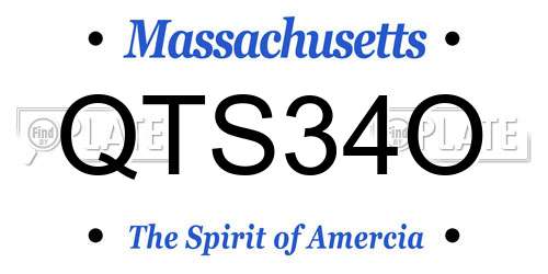 QTS34O Massachusetts License Plate