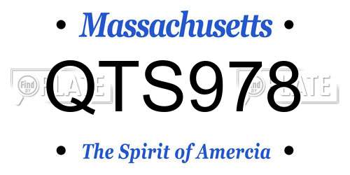 QTS978 Massachusetts License Plate