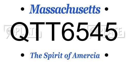 QTT6545 Massachusetts License Plate