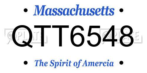 QTT6548 Massachusetts License Plate