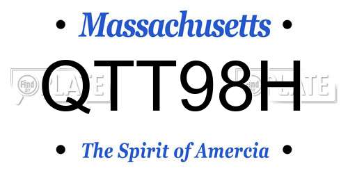 QTT98H Massachusetts License Plate