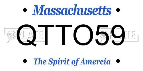 QTTO59 Massachusetts License Plate