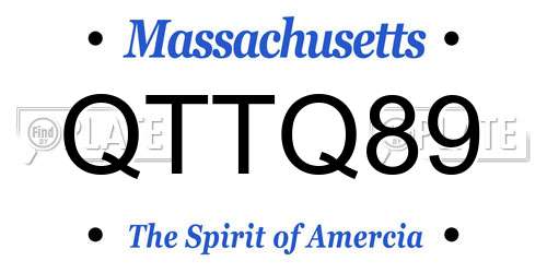 QTTQ89 Massachusetts License Plate