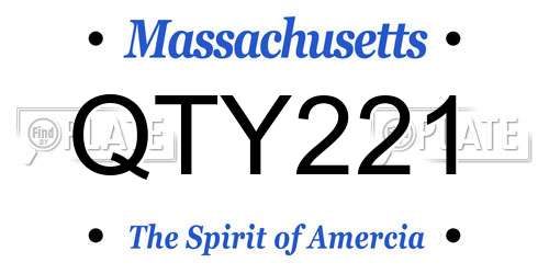 QTY221 Massachusetts License Plate