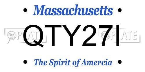 QTY27I Massachusetts License Plate