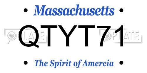 QTYT71 Massachusetts License Plate