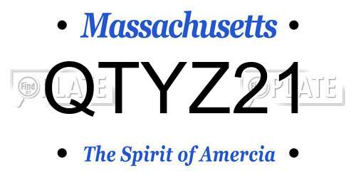 QTYZ21 Massachusetts License Plate