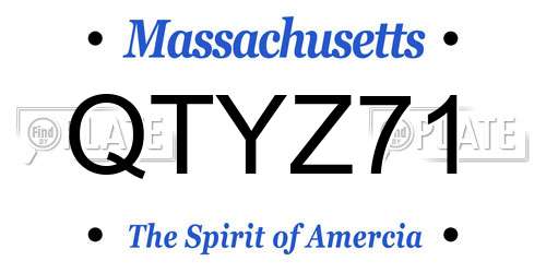 QTYZ71 Massachusetts License Plate
