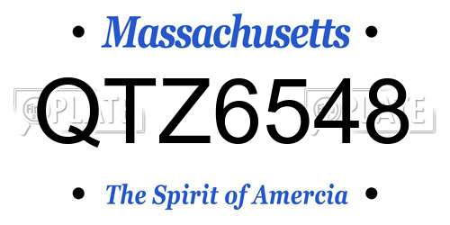 QTZ6548 Massachusetts License Plate