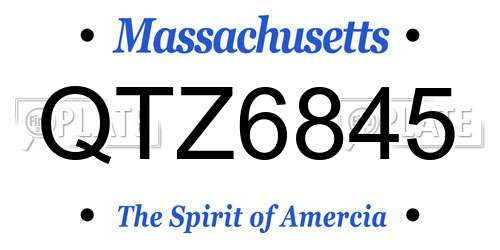 QTZ6845 Massachusetts License Plate