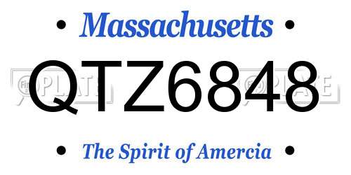 QTZ6848 Massachusetts License Plate