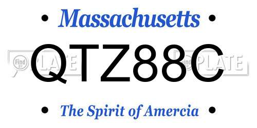 QTZ88C Massachusetts License Plate
