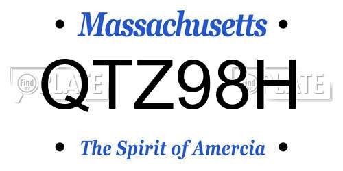 QTZ98H Massachusetts License Plate