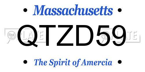 QTZD59 Massachusetts License Plate
