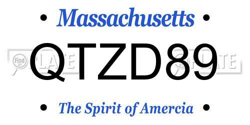 QTZD89 Massachusetts License Plate