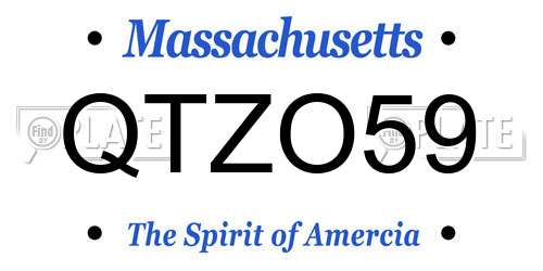 QTZO59 Massachusetts License Plate