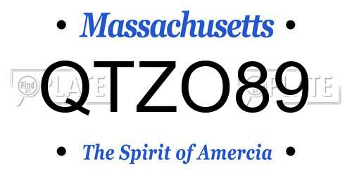 QTZO89 Massachusetts License Plate