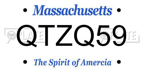 QTZQ59 Massachusetts License Plate