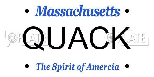 QUACK Massachusetts License Plate