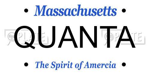 QUANTA Massachusetts License Plate
