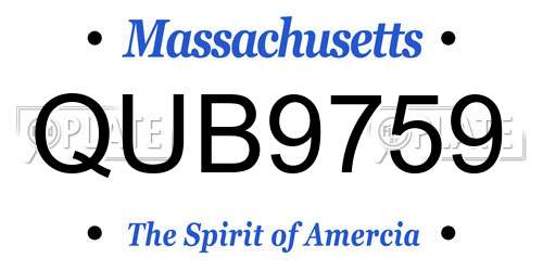 QUB9759 Massachusetts License Plate