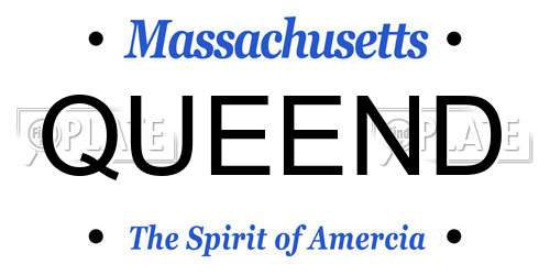 QUEEND Massachusetts License Plate