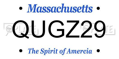 QUGZ29 Massachusetts License Plate