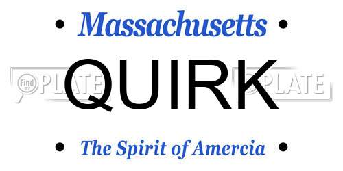QUIRK Massachusetts License Plate