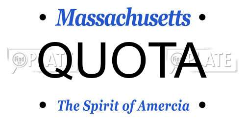 QUOTA Massachusetts License Plate