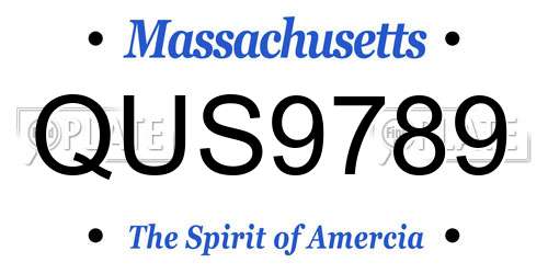 QUS9789 Massachusetts License Plate