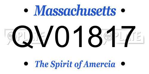 QV01817 Massachusetts License Plate