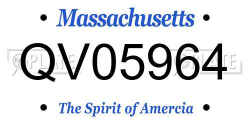 QV05964 Massachusetts License Plate
