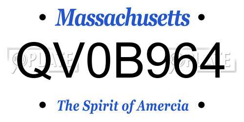 QV0B964 Massachusetts License Plate