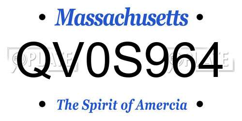QV0S964 Massachusetts License Plate