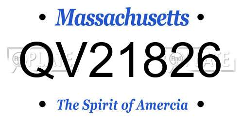 QV21826 Massachusetts License Plate