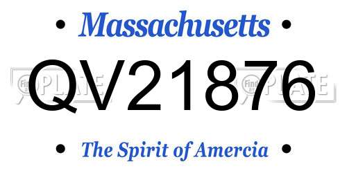 QV21876 Massachusetts License Plate