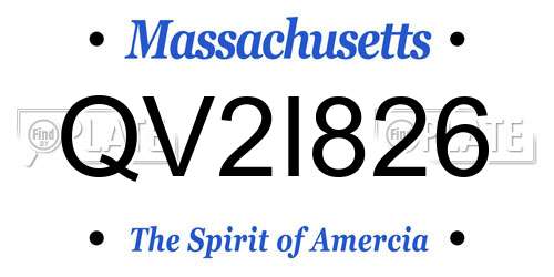 QV2I826 Massachusetts License Plate