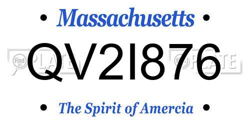 QV2I876 Massachusetts License Plate