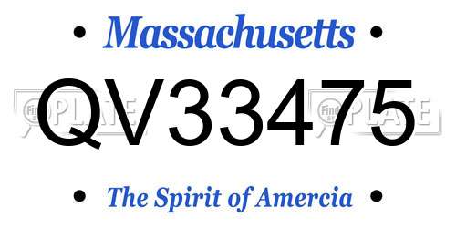 QV33475 Massachusetts License Plate