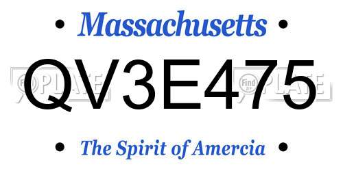 QV3E475 Massachusetts License Plate