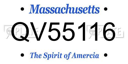 QV55116 Massachusetts License Plate