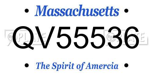 QV55536 Massachusetts License Plate