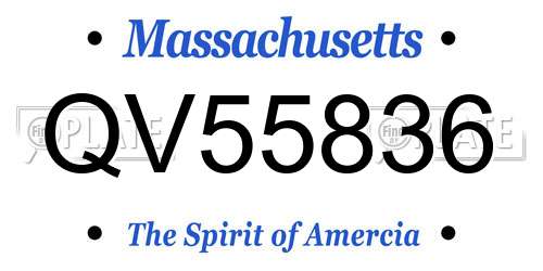 QV55836 Massachusetts License Plate