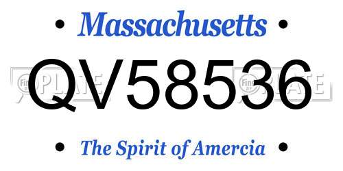 QV58536 Massachusetts License Plate