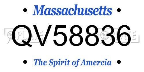 QV58836 Massachusetts License Plate